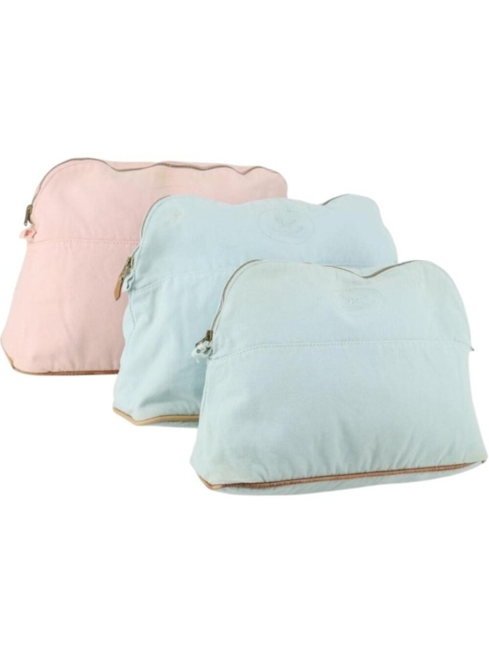 HERMES Bolide Pouch Canvas 3 Set Light Blue Pink